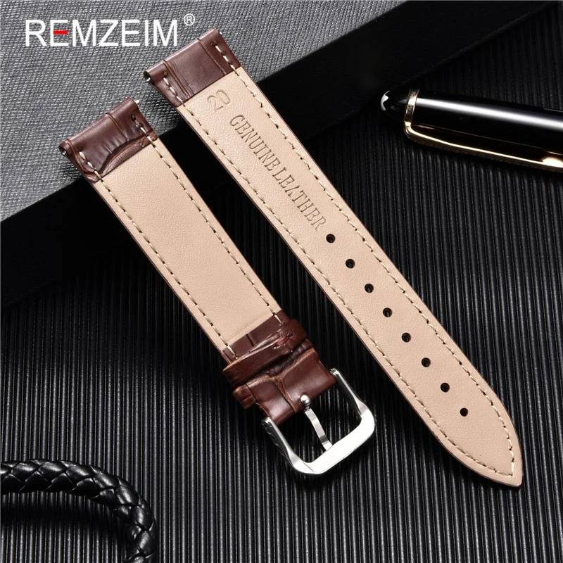 Calfskin Leather Watch Strap 18mm 20mm 22mm 24mm Watchband For Women Men Watch Accessories Solid Buckle Black Brown - Image 4