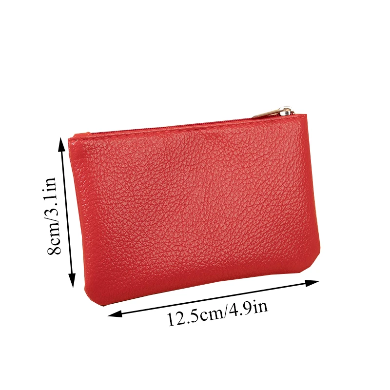 Women PU Leather Coin Purse Retro Litchi Pattern Zipper Pouch Mini Change Purses Unisex Solid Wallets Card Holder Storage Bag - Image 6