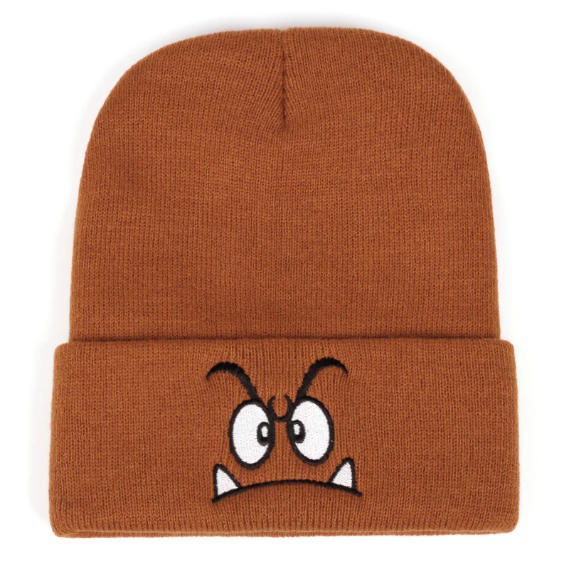 Angry expression embroidered knitted hat, warm woolen hat for men's and women's outdoor sports events in autumn and winter - Image 4