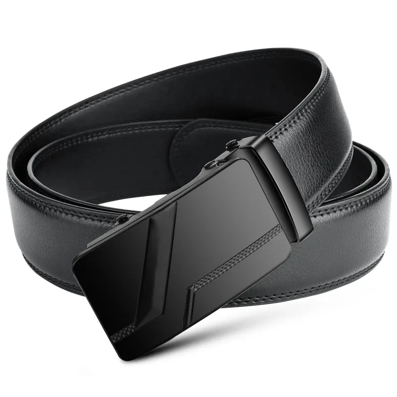 Men's High-Quality Belt 110cm 120cm 130cm Luxury Belt, Black Men's Automatic Buckle Jeans Men's Belt Suit Belt - Image 3