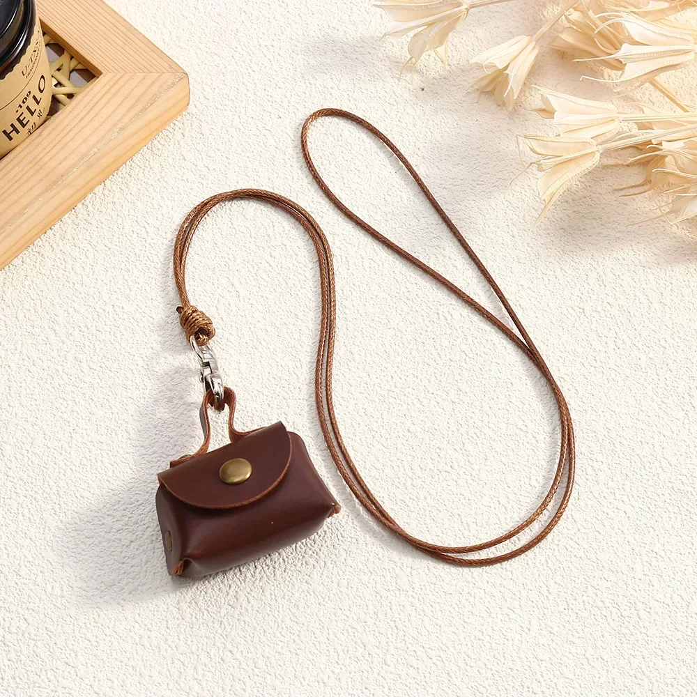 LATS Retro Cute Small Leather Bag Long Necklace for Women Fashion Sweater Chain Neck Hanging Jewelry Versatile Accessory Gift - Image 6