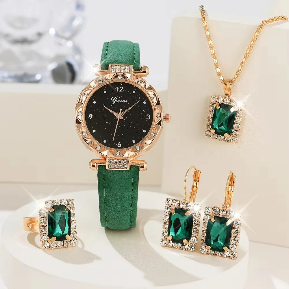 Womens Watches 5Pcs Set Luxury Rhinestone Women Fashion Elegant Wristwatch Quartz Watch For Girl WristWatch Bracelet Gift - Image 4