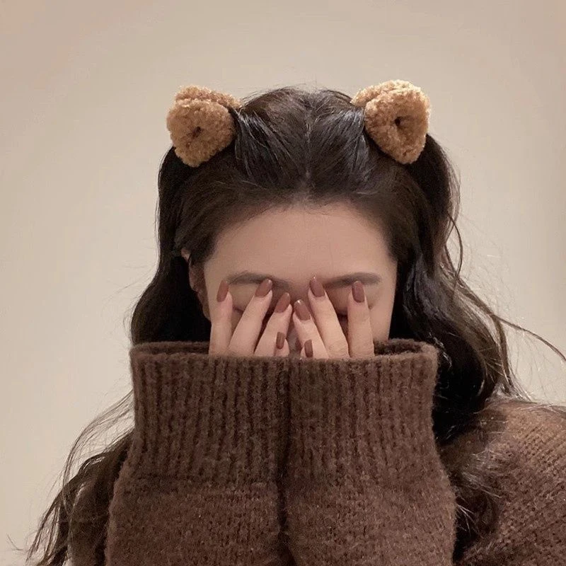 2Pcs Plush Cat Ears Shape Hair Clips Women Sweet Cute Beige Duck Beak Clip Hairpin Fashion Girls Headwear Hair Accessories - Image 2